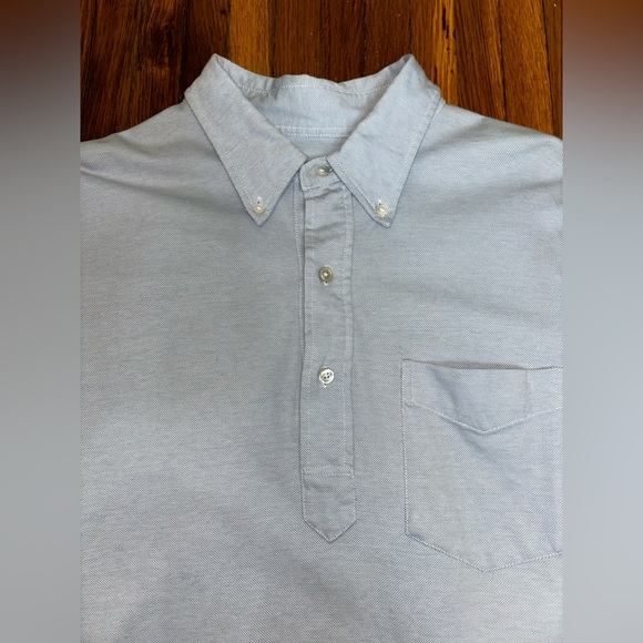 Buck Mason Mens Short Sleeve Polo Shirt Size XL Light Blue Button Down Collar - Picture 5 of 8